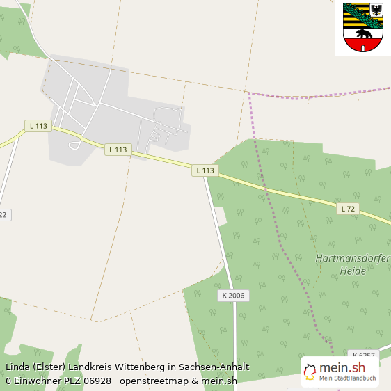Linda (Elster) Landkreis Wittenberg Lageplan © Openstreetmap Contributors Linda (Elster) Lageplan